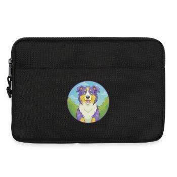 Australian Shepherd Hund Niedliches Kawaii Cartoon Tier - Laptoptasche 13" - Schwarz - Vorne