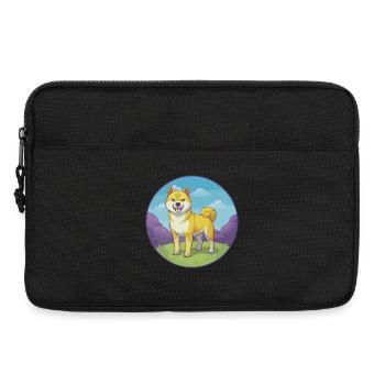 Akita chien mignon Kawaii dessin animé Clipart animal de compagnie - Sacoche pour ordinateur portable 13 pouces - noir - Devant