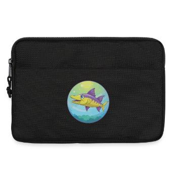 Barracuda mignon Kawaii dessin animé Clipart Animal de compagnie - Sacoche pour ordinateur portable 13 pouces - noir - Devant