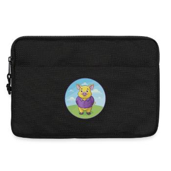 Cochon mignon Kawaii dessin animé Clipart Animal de compagnie - Sacoche pour ordinateur portable 13 pouces - noir - Devant