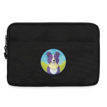 Border Collie Chien Mignon Kawaii Dessin animé Animal Animal de compagnie - Sacoche pour ordinateur portable 13 pouces - noir - Devant