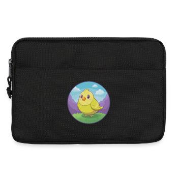 Canari Oiseau Mignon Kawaii Dessin animé Clipart Animal de compagnie - Sacoche pour ordinateur portable 13 pouces - noir - Devant