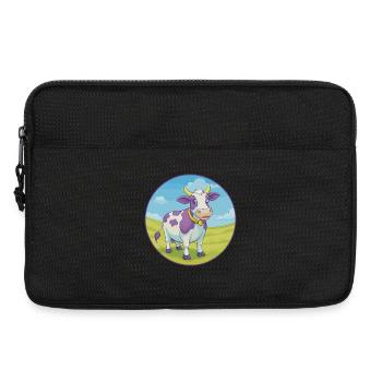 Cow Cute Kawaii Cartoon Clipart Animal Pet - Laptop bag 13" - black - Front