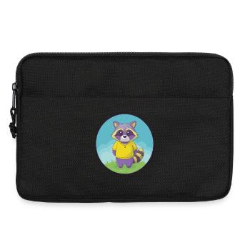 raton laveur mignon kawaii dessin animé clipart animal de compagnie - Sacoche pour ordinateur portable 13 pouces - noir - Devant