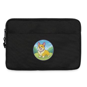 Corgi Dog Cute Kawaii Cartoon Clipart Animal Pet - Laptop bag 13" - black - Front
