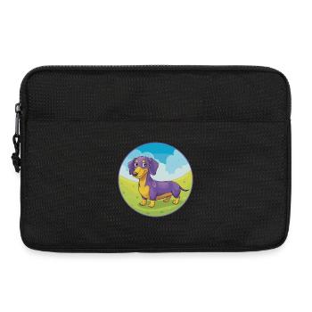 Teckel chien mignon Kawaii dessin animé Clipart Animal - Sacoche pour ordinateur portable 13 pouces - noir - Devant