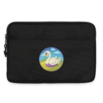 cygne mignon kawaii dessin animé clipart animal de compagnie - Sacoche pour ordinateur portable 13 pouces - noir - Devant