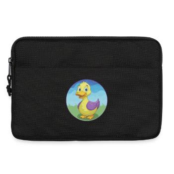 canard mignon kawaii dessin animé clipart animal de compagnie - Sacoche pour ordinateur portable 13 pouces - noir - Devant