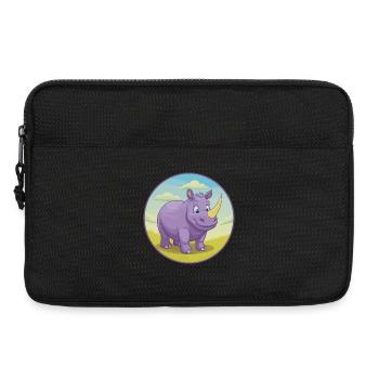 Rhino Cute Kawaii Cartoon Clipart Animal Pet - Laptop bag 13" - black - Front
