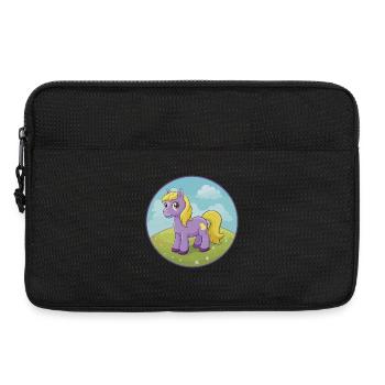 Poney mignon Kawaii dessin animé Clipart Animal de compagnie - Sacoche pour ordinateur portable 13 pouces - noir - Devant