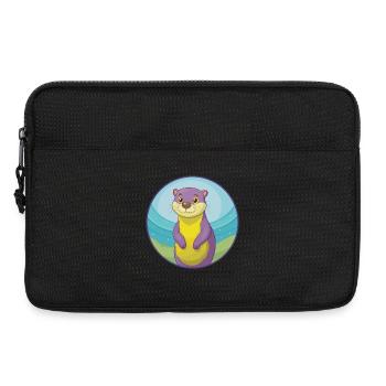 loutre mignon kawaii dessin animé clipart animal de compagnie - Sacoche pour ordinateur portable 13 pouces - noir - Devant