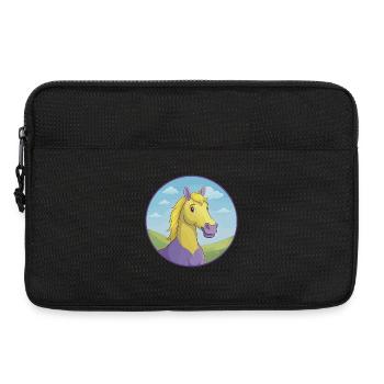 cheval mignon kawaii dessin animé clipart animal de compagnie - Sacoche pour ordinateur portable 13 pouces - noir - Devant