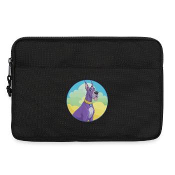 Dogue Allemand Chien Mignon Kawaii Dessin Animé Clipart Animal - Sacoche pour ordinateur portable 13 pouces - noir - Devant