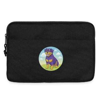 Rottweiler chien mignon Kawaii dessin animé Clipart Animal - Sacoche pour ordinateur portable 13 pouces - noir - Devant