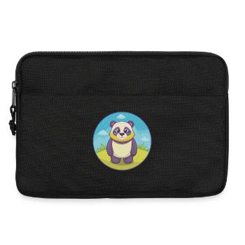panda mignon kawaii dessin animé clipart animal de compagnie - Sacoche pour ordinateur portable 13 pouces - noir - Devant