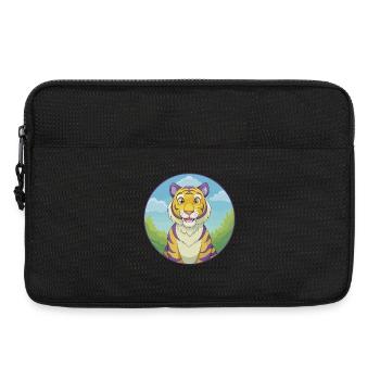 tigre mignon kawaii dessin animé clipart animal de compagnie - Sacoche pour ordinateur portable 13 pouces - noir - Devant