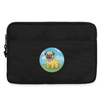 Mops Hund Niedlich Kawaii Cartoon Clipart Tier Haustier - Laptoptasche 13" - Schwarz - Vorne