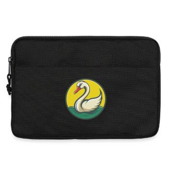cygne mignon kawaii dessin animé clipart animal de compagnie - Sacoche pour ordinateur portable 13 pouces - noir - Devant
