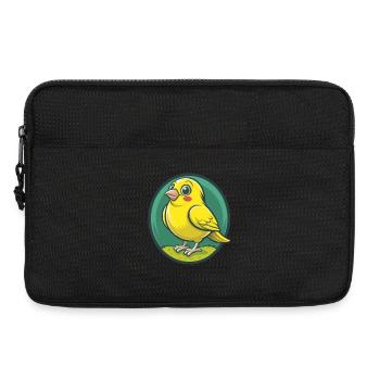Canari Oiseau Mignon Kawaii Dessin animé Clipart Animal de compagnie - Sacoche pour ordinateur portable 13 pouces - noir - Devant