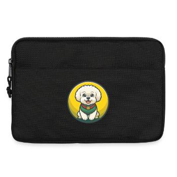 Bichon frisé chien mignon drôle Kawaii dessin animé Animal - Sacoche pour ordinateur portable 13 pouces - noir - Devant