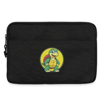 tortue mignon kawaii dessin animé clipart animal de compagnie - Sacoche pour ordinateur portable 13 pouces - noir - Devant