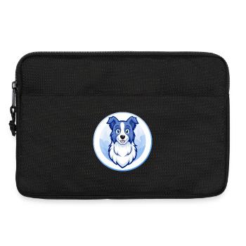 Border Collie chien bleu Kawaii personnage de dessin animé - Sacoche pour ordinateur portable 13 pouces - noir - Devant