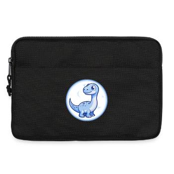 Dinosaure Bleu Kawaii Dessin Animé Personnage Clipart Animal de compagnie - Sacoche pour ordinateur portable 13 pouces - noir - Devant