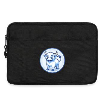 Bull Blue Kawaii Cartoon Character Clipart Pet - Laptop bag 13" - black - Front