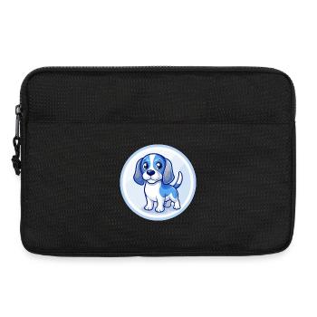 Beagle chien bleu Kawaii dessin animé Personnage Clipart - Sacoche pour ordinateur portable 13 pouces - noir - Devant