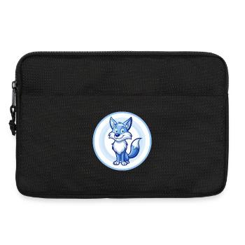 Coyote bleu kawaii dessin animé personnage clipart animal de compagnie - Sacoche pour ordinateur portable 13 pouces - noir - Devant
