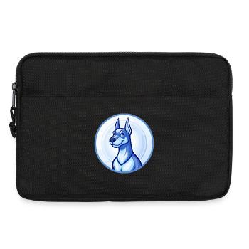 Dobermann chien bleu mignon kawaii dessin animé clipart animal de compagnie - Sacoche pour ordinateur portable 13 pouces - noir - Devant