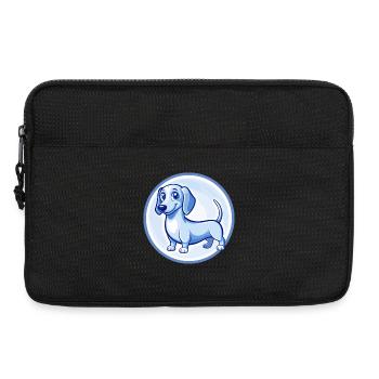 Teckel Chien Bleu Mignon Kawaii Dessin animé Clipart Animal de compagnie - Sacoche pour ordinateur portable 13 pouces - noir - Devant