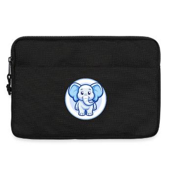 Elephant Blue Kawaii Cartoon Character Clipart Pet - Laptop bag 13" - black - Front