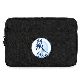 German Shepherd Dog Blue Kawaii Cartoon Character - Laptop bag 13" - black - Front