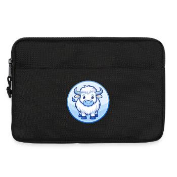 Yak Blau Niedlich Kawaii Cartoon Figur Clipart Haustier - Laptoptasche 13" - Schwarz - Vorne