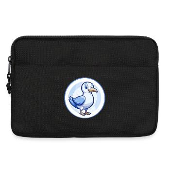 Seagull Blue Kawaii Cartoon Character Clipart Pet - Laptop bag 13" - black - Front