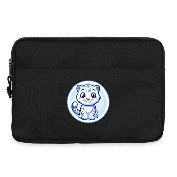 Léopard des neiges Bleu Kawaii Dessin animé Personnage Clipart - Sacoche pour ordinateur portable 13 pouces - noir - Devant