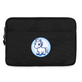 Cheval Bleu Kawaii Dessin Animé Personnage Clipart Animal de compagnie - Sacoche pour ordinateur portable 13 pouces - noir - Devant