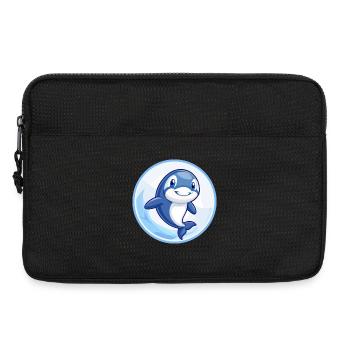 Orca Blue Kawaii Cartoon Character Clipart Pet - Laptop bag 13" - black - Front