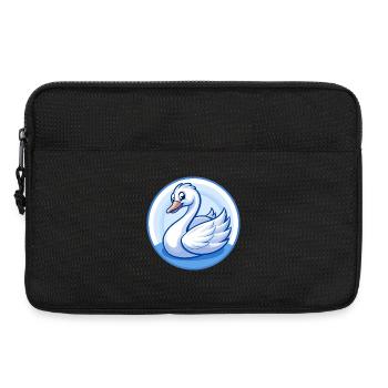 cygne bleu kawaii dessin animé personnage clipart animal de compagnie - Sacoche pour ordinateur portable 13 pouces - noir - Devant