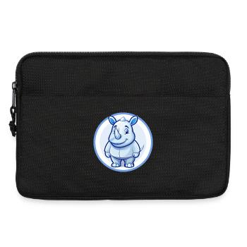 Rhino Blau Kawaii Cartoon Figur Clipart Haustier - Laptoptasche 13" - Schwarz - Vorne