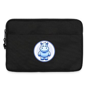 Nilpferd Blau Kawaii Cartoon Figur Clipart Haustier - Laptoptasche 13" - Schwarz - Vorne