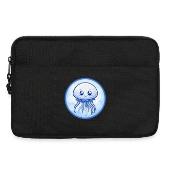 Jellyfish Blue Kawaii Cartoon Character Clipart - Laptop bag 13" - black - Front