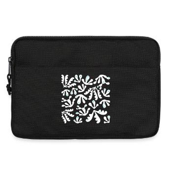 Abstrait Corail L Blanc Bleu Pois - Sacoche pour ordinateur portable 13 pouces - noir - Devant