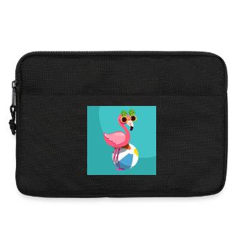 Flamingo, his balloon and his pineapple glasses - Laptop bag 13" - black - Front