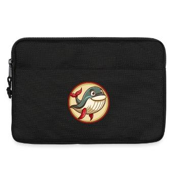 baleine bleue coloré Kawaii Dessin animé Personnage Animal de compagnie - Sacoche pour ordinateur portable 13 pouces - noir - Devant