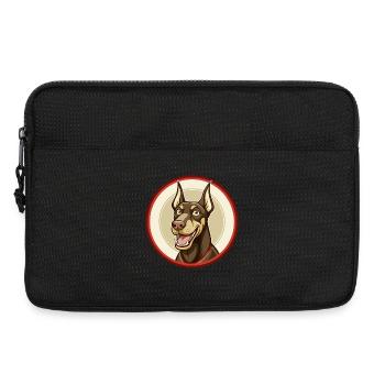 Dobermann chien coloré Kawaii dessin animé Clipart animal de compagnie - Sacoche pour ordinateur portable 13 pouces - noir - Devant
