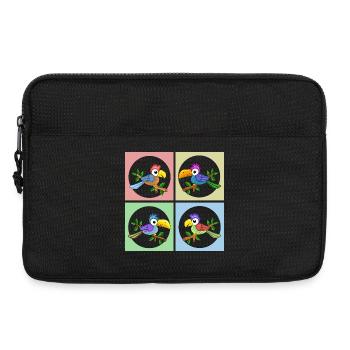 Colorful parrots in color animation - Laptop bag 13" - black - Front