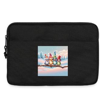Niedliche Fantasievögel mit Weihnachtsmützen - Laptoptasche 13" - Schwarz - Vorne