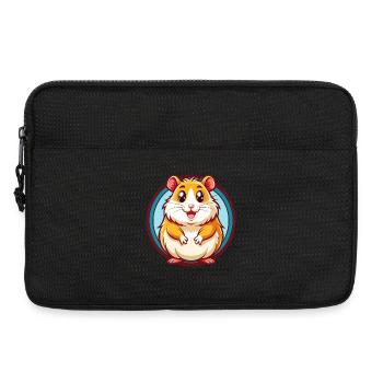 Hamster Drôle Kawaii Dessin animé Clipart Animal de compagnie - Sacoche pour ordinateur portable 13 pouces - noir - Devant